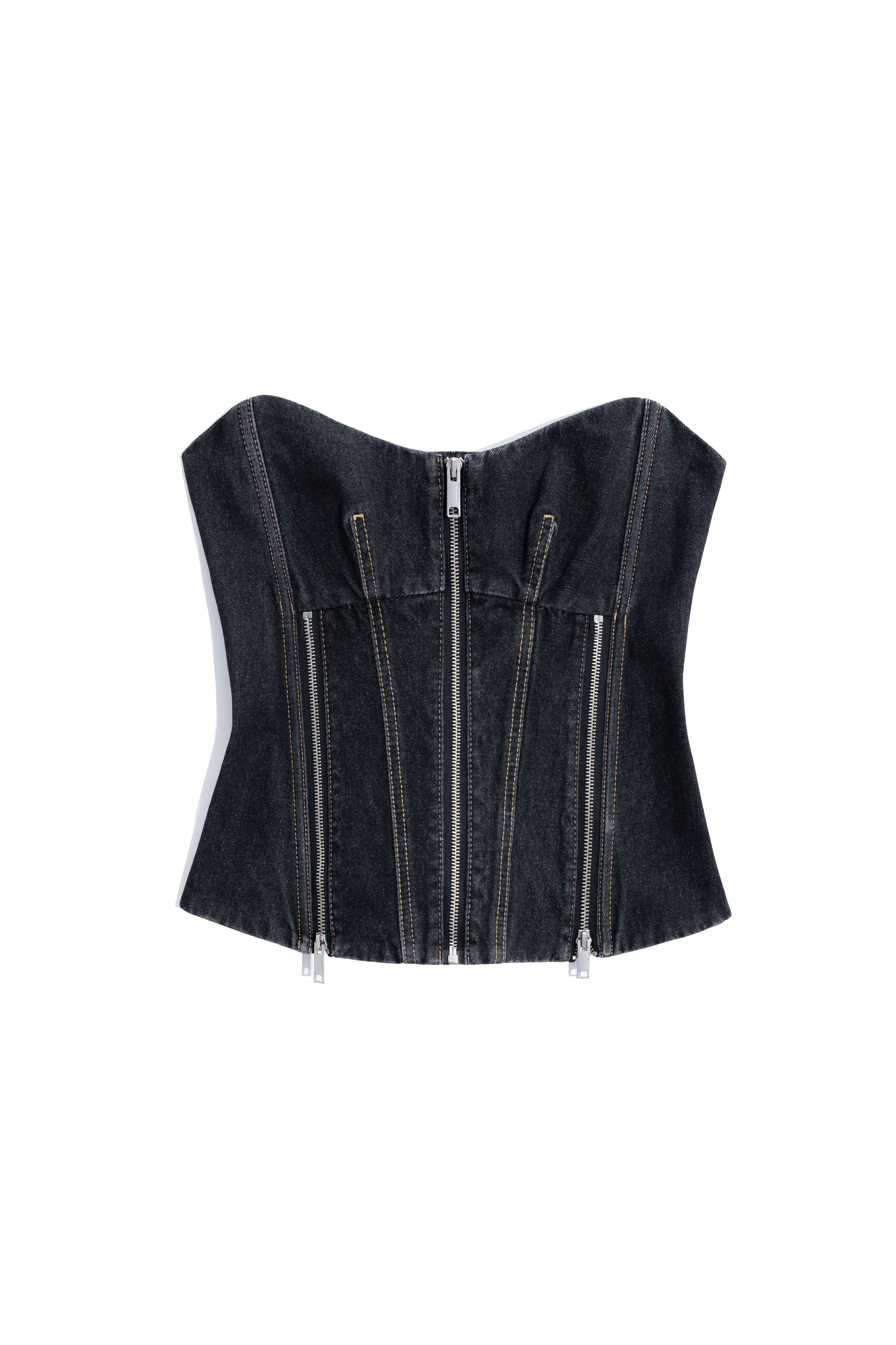 Джинсовый корсет с застежкой на молнию