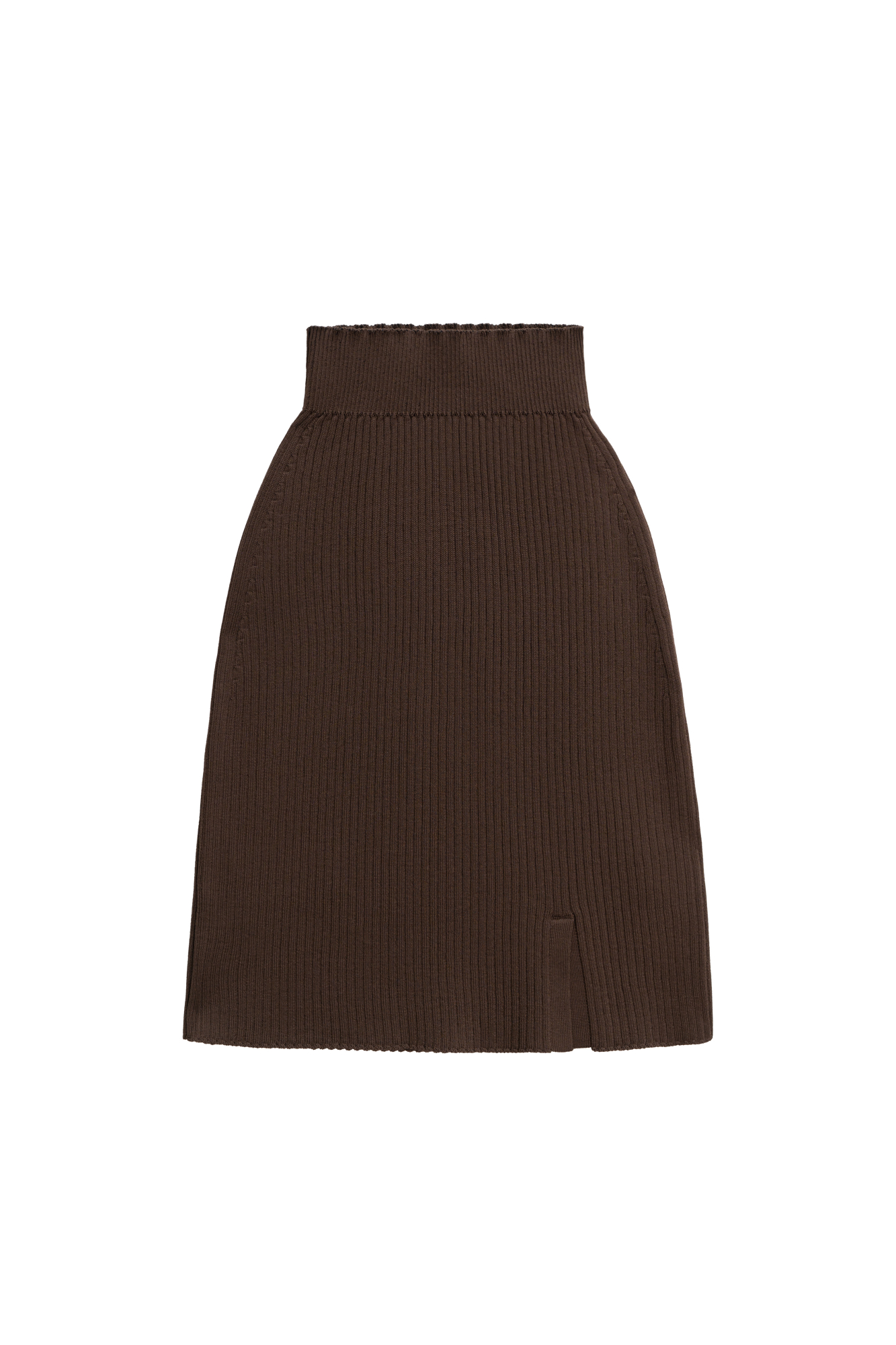 Трикотажная юбка длины мини из вискозы. Модель приталенного силуэта с эластичным поясом и небольшим разрезом сбоку. 