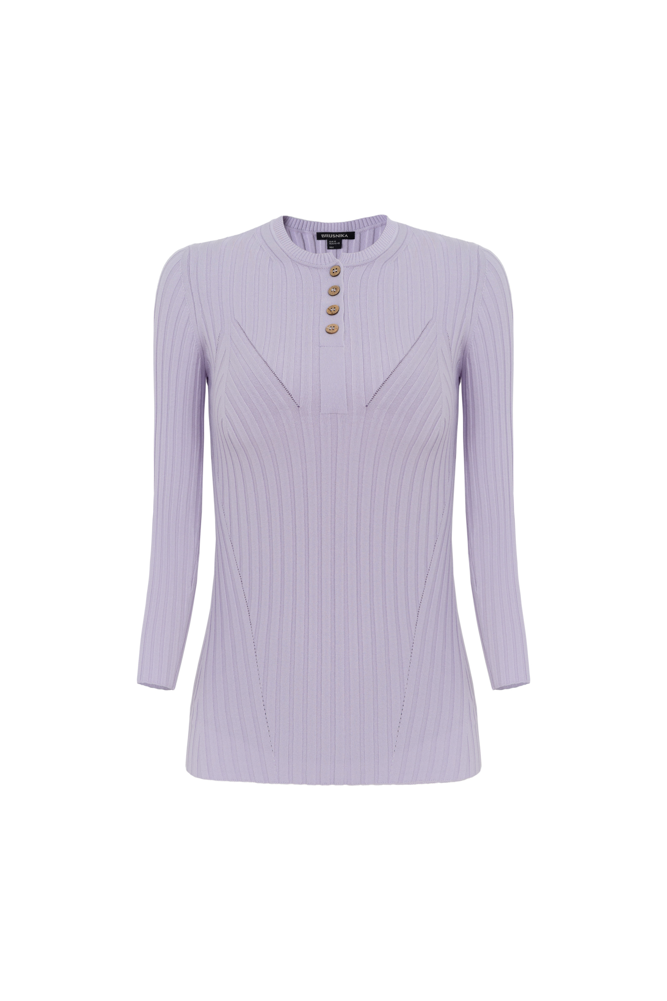 Топ из мягкой вискозы в рубчик. Модель приталенного силуэта с круглой горловиной и пуговицами.