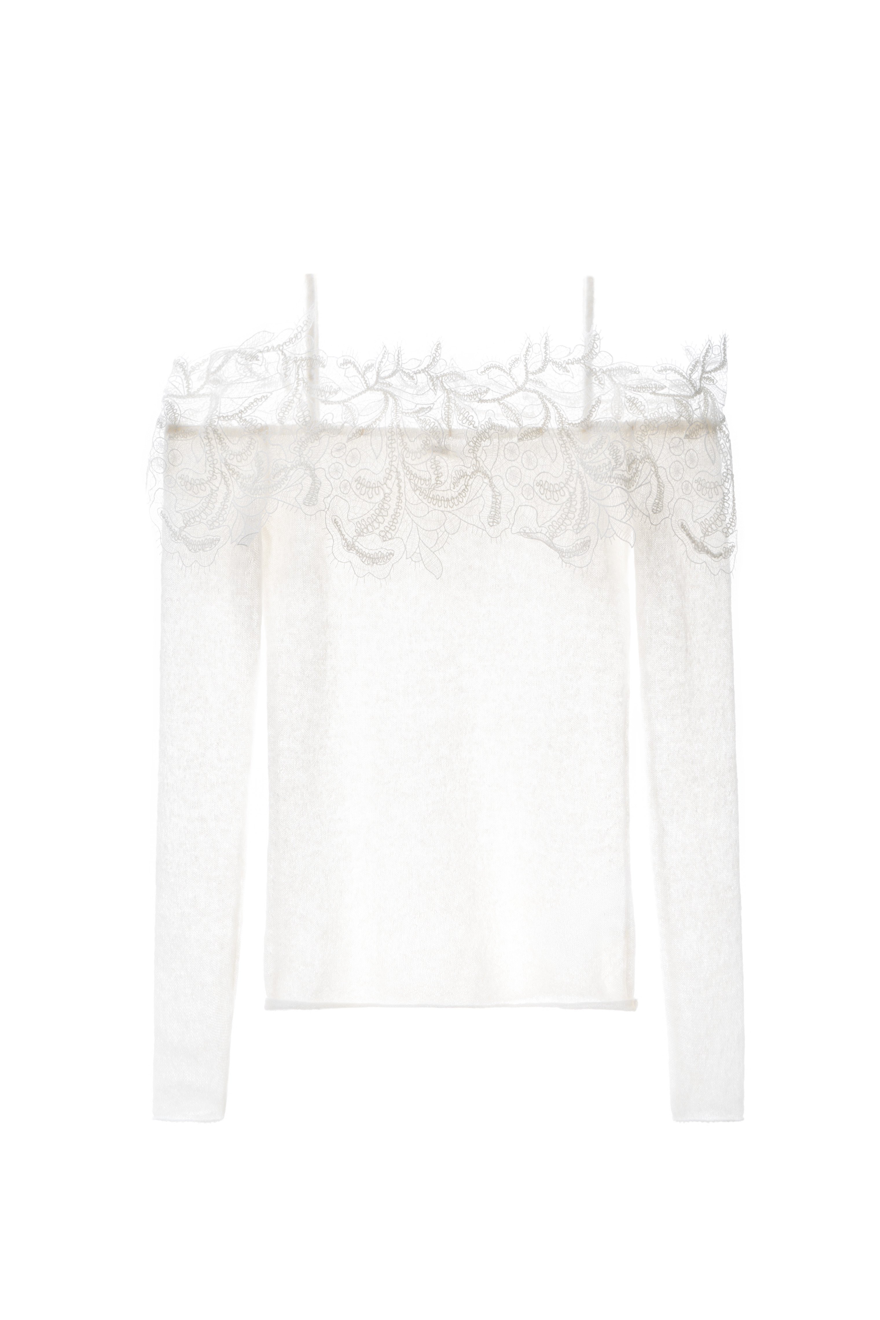 Лонгслив из шерсти мериноса с кружевом