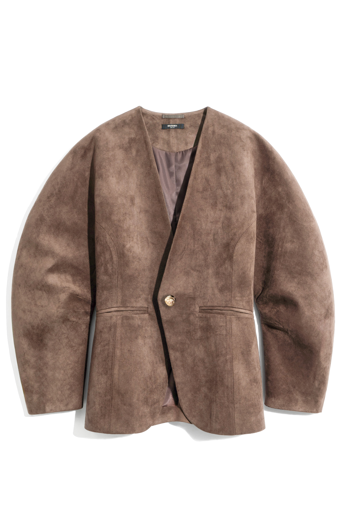 Жакет с объемными рукавами с отделкой под замшу 