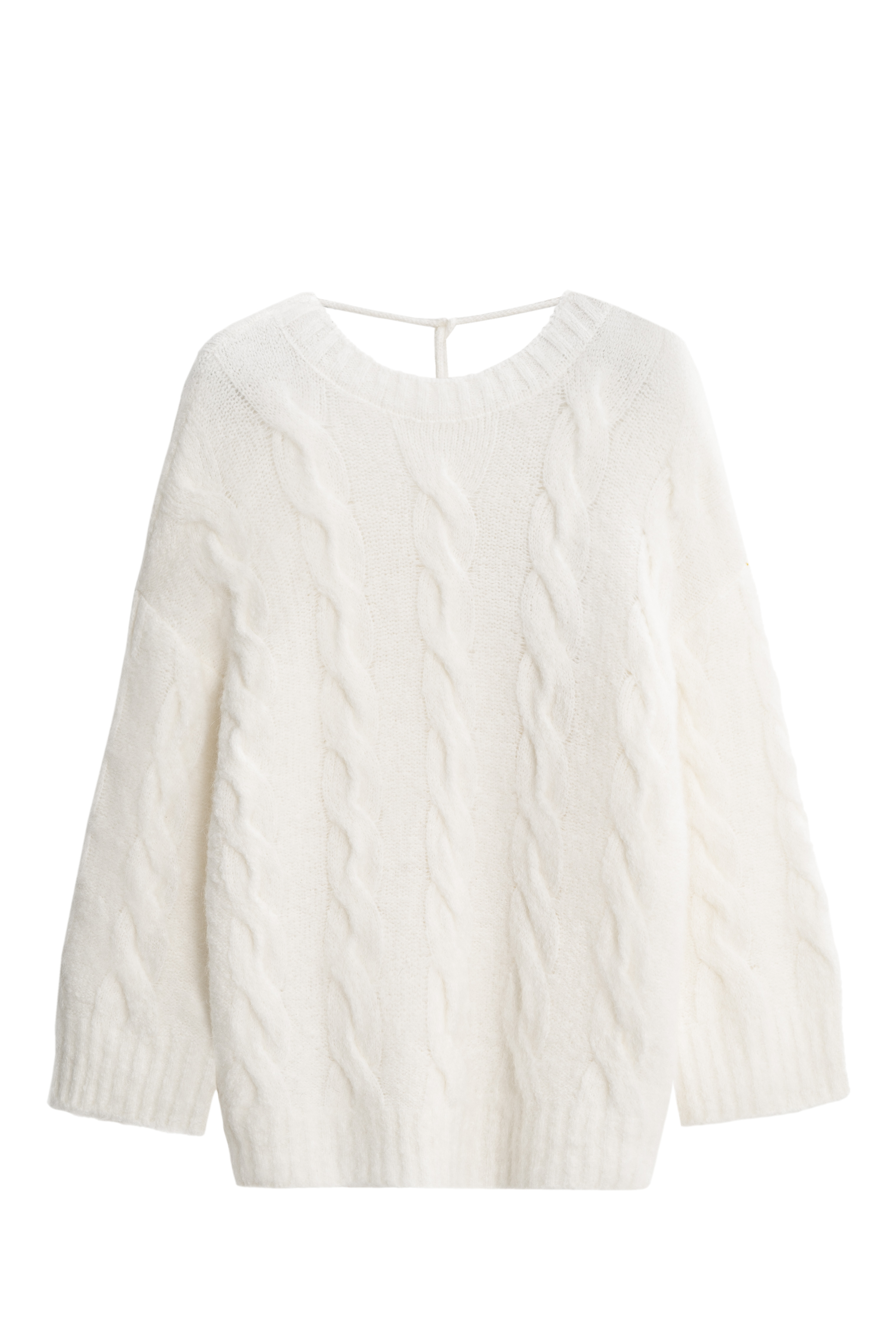 Трикотажный джемпер с открытой спиной и косами