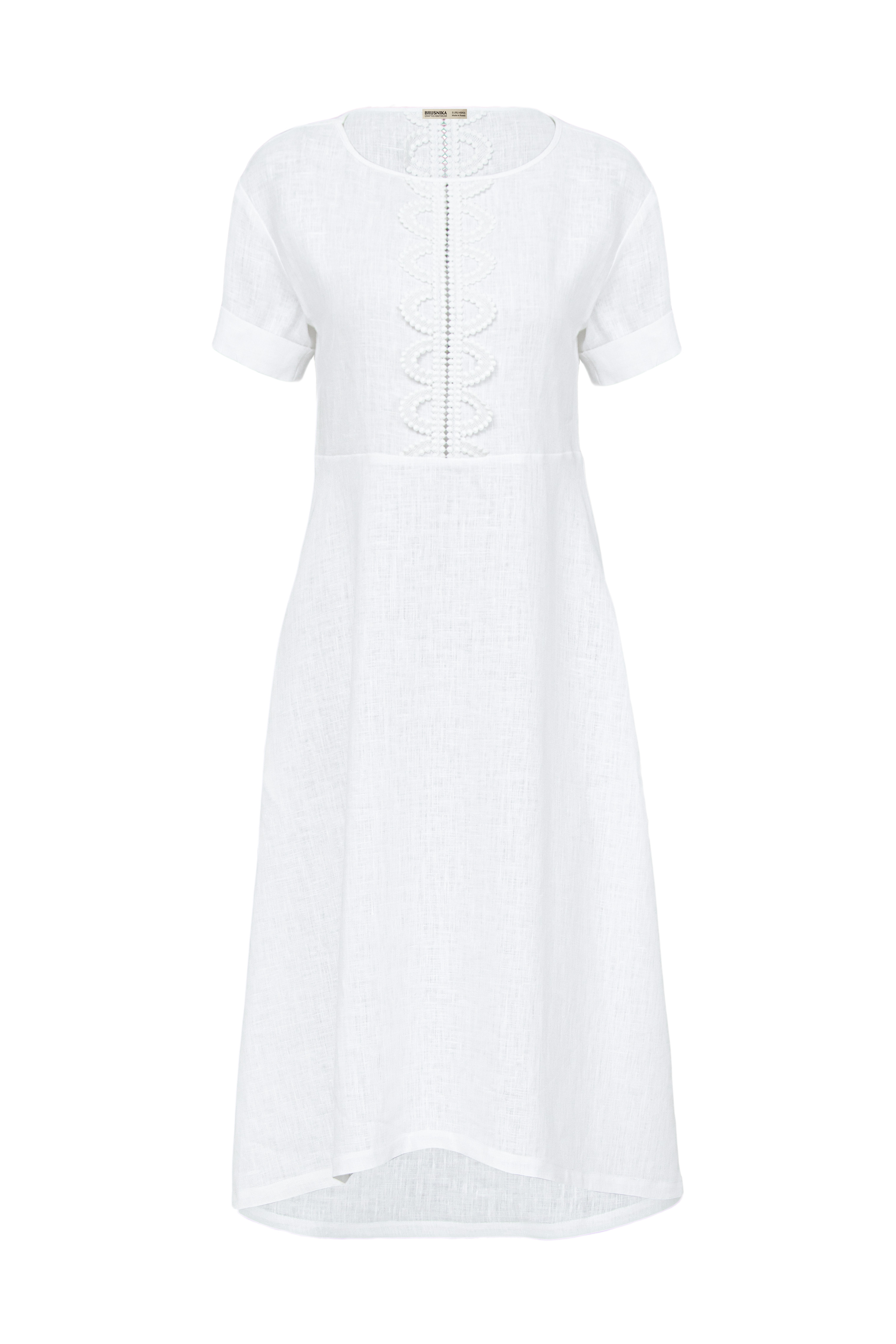 Платье трапеция с кружевом из 100% льна