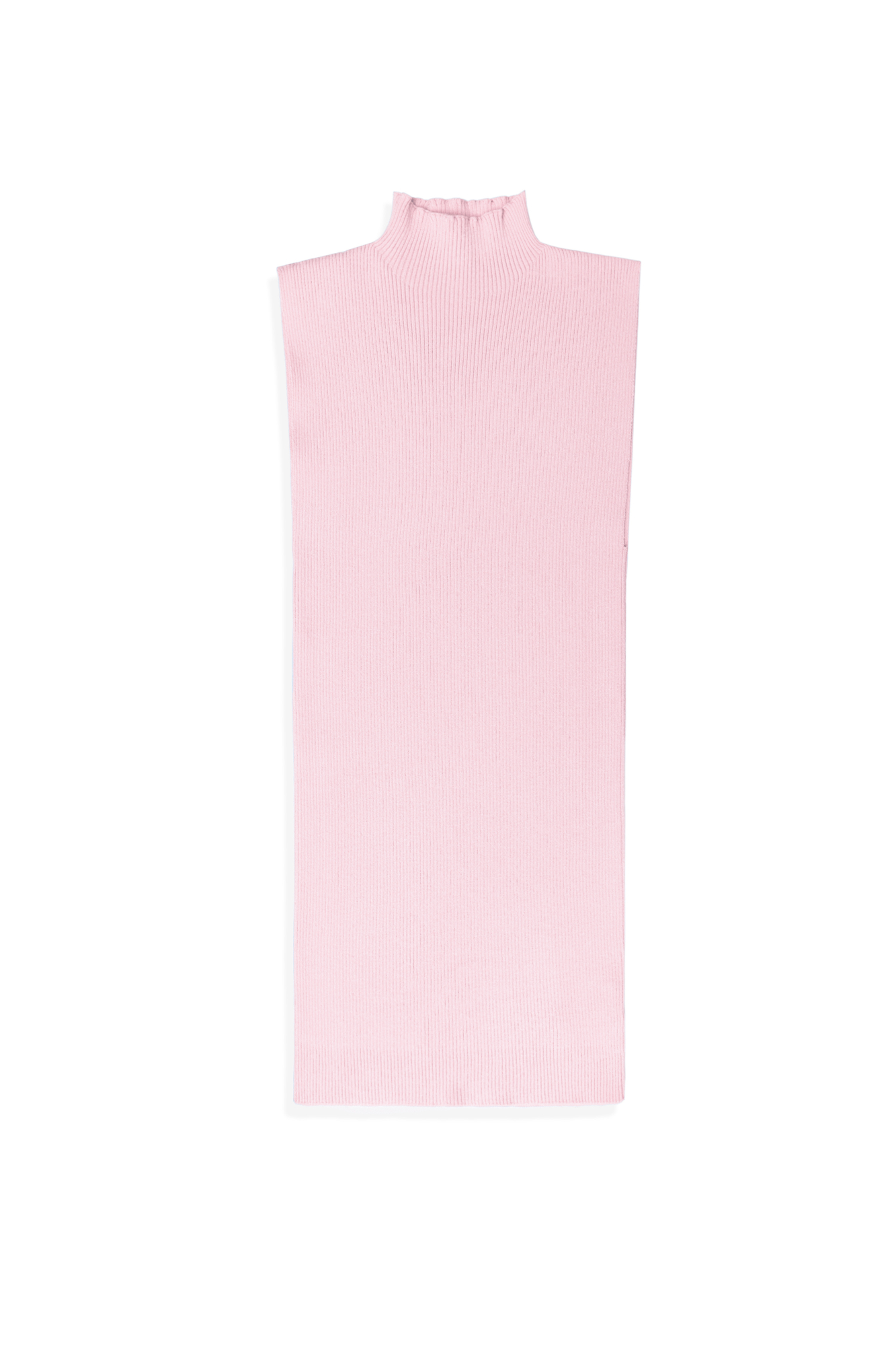 Трикотажный топ из вискозы. Модель приталенного силуэта, без рукавов и невысоким воротником-стойкой. 