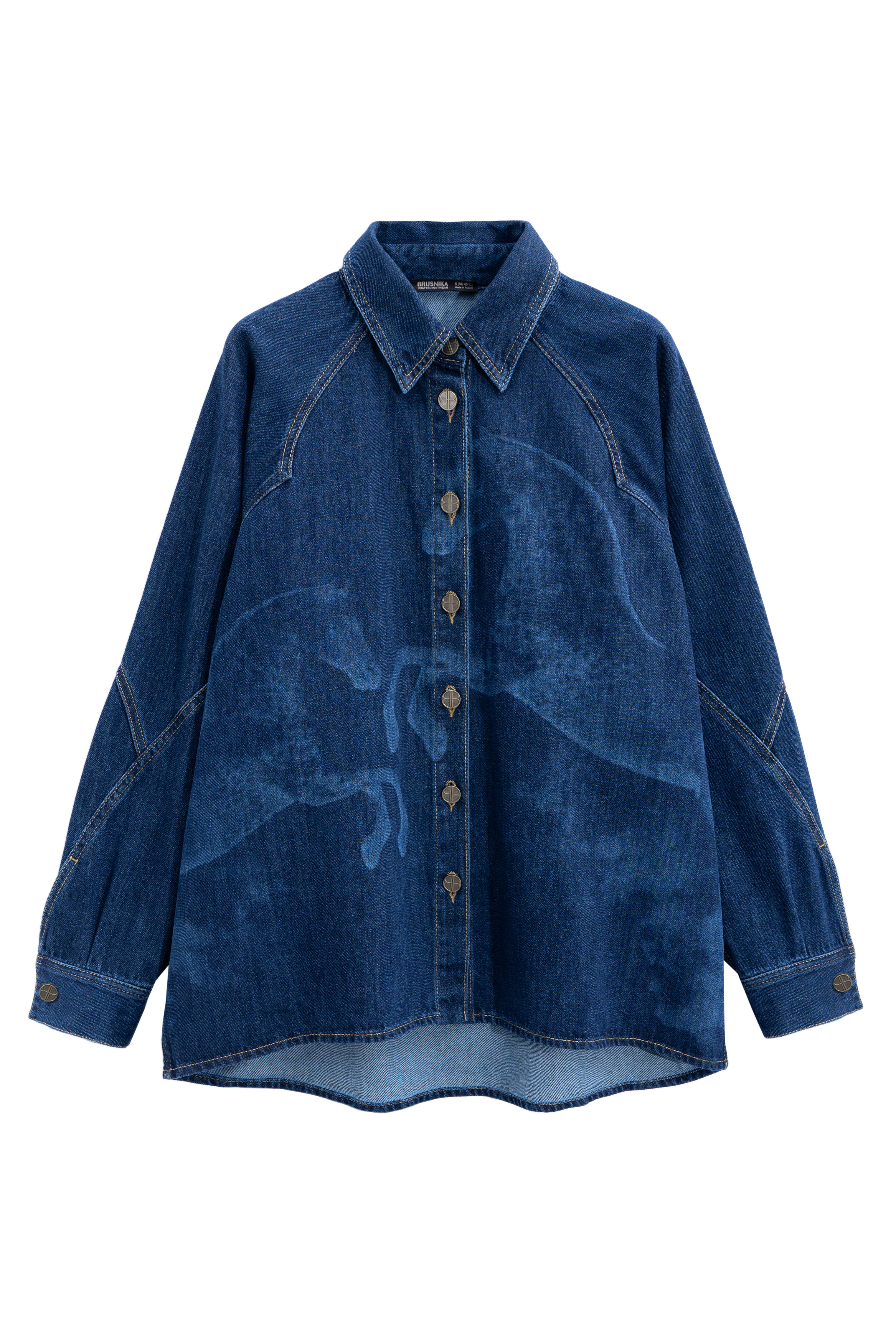 Джинсовая рубашка с принтом лошадей