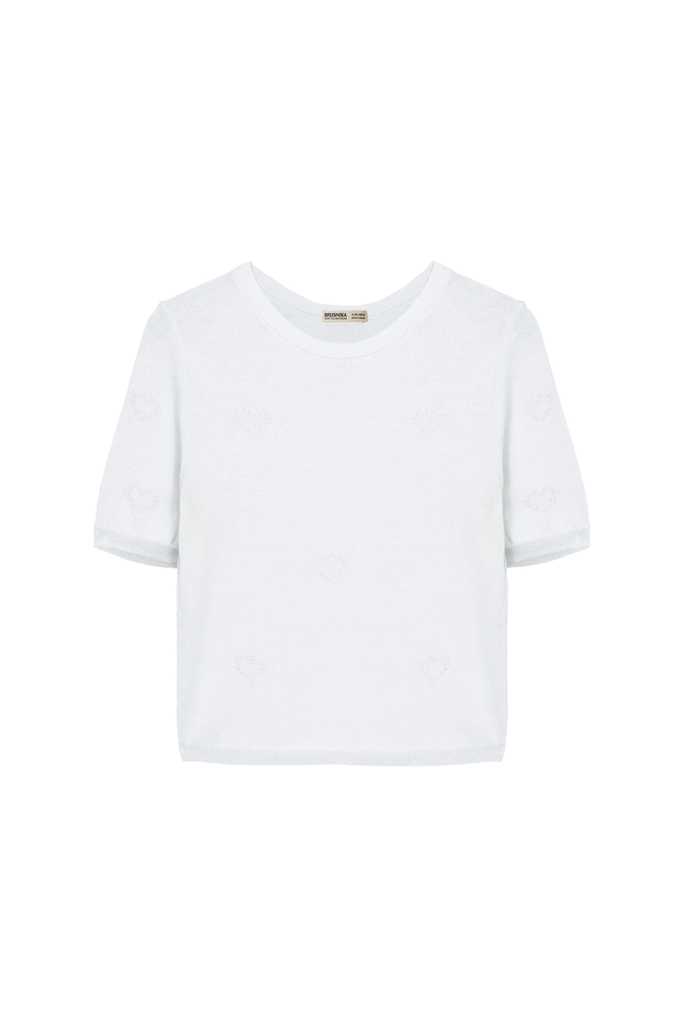 Трикотажная футболка из визкозы с объемным узором в виде сердец.