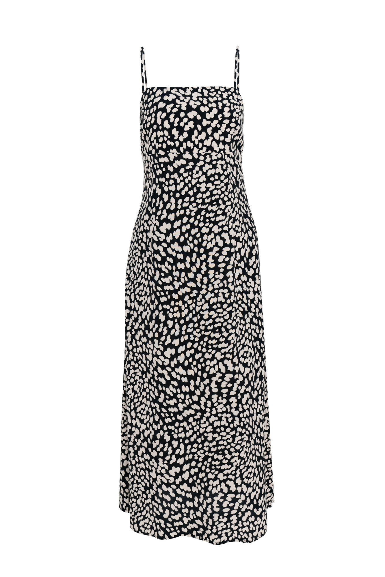 Принтованный сарафан из 100% вискозы. Модель приталенного силуэта, на тонких регулируемых бретельках и разрезом сбоку.