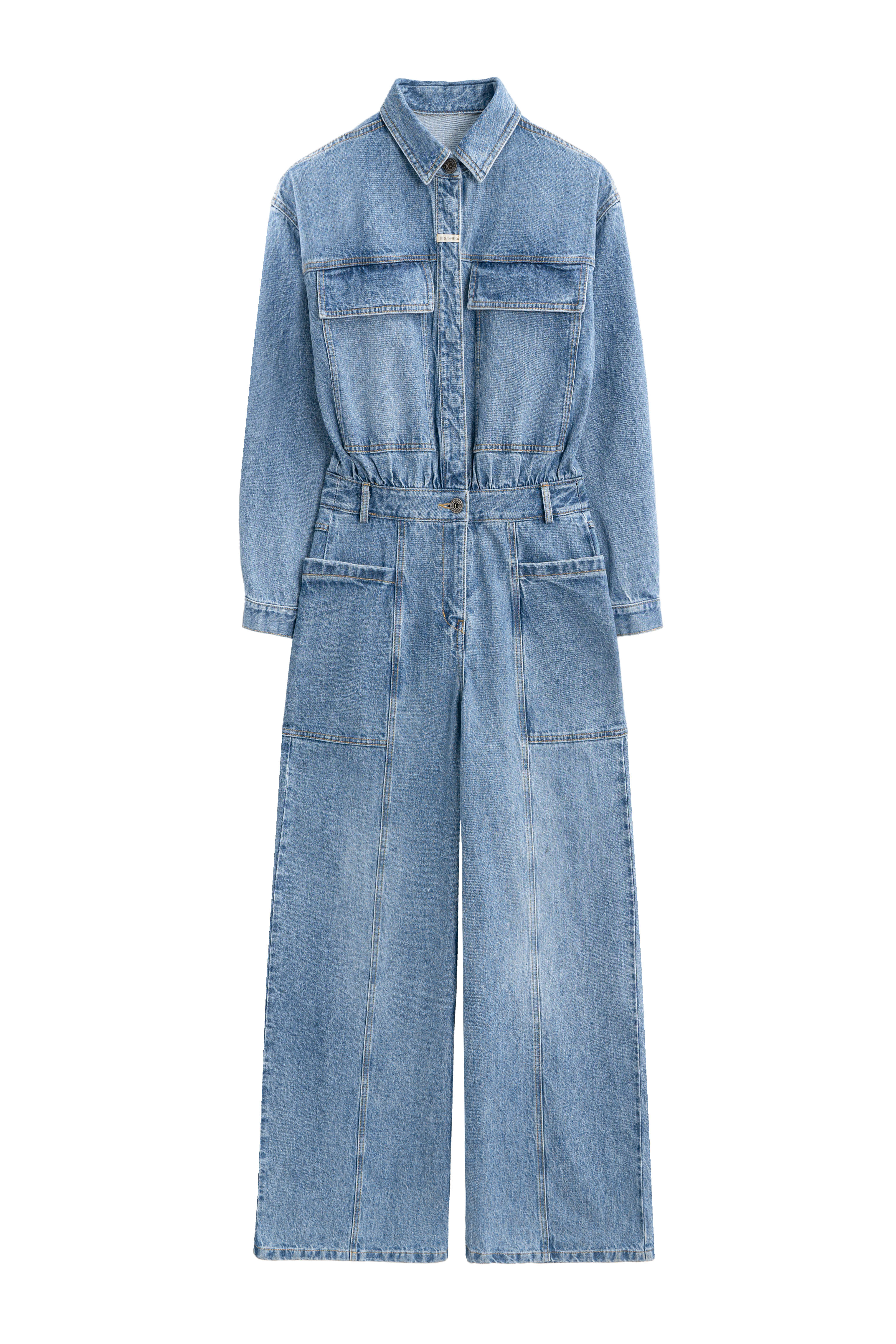Джинсовый комбинезон с большими карманами