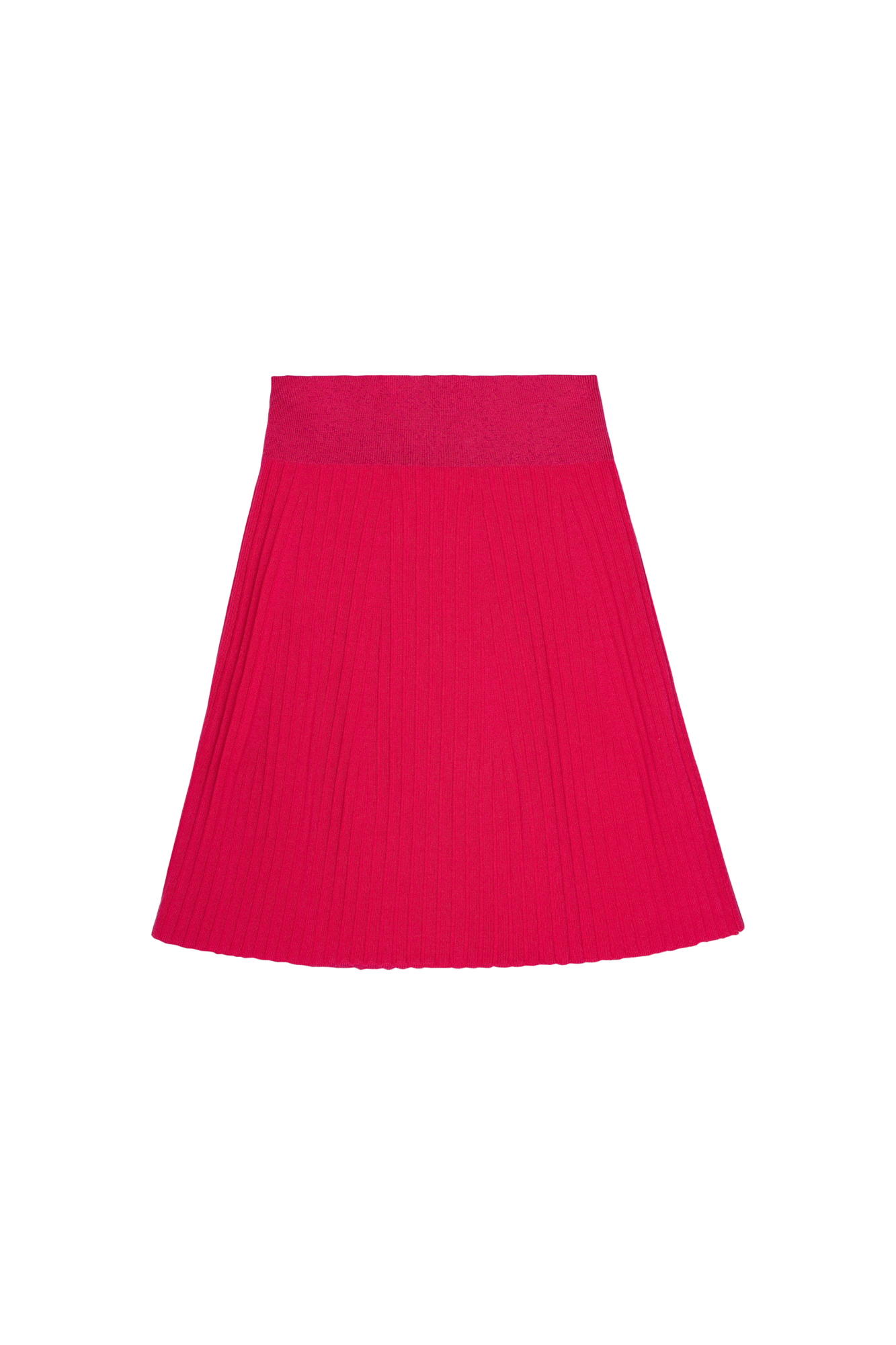 Трикотажная юбка длины мини из хлопка. Модель приталенного силуэта в рубчик с широким эластичным поясом.