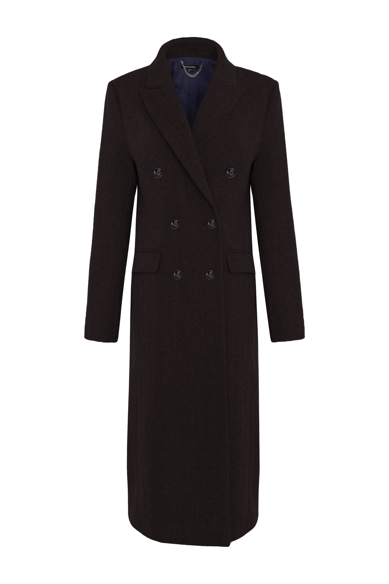 Классическое двубортное пальто из кашемира и шерсти прямого кроя