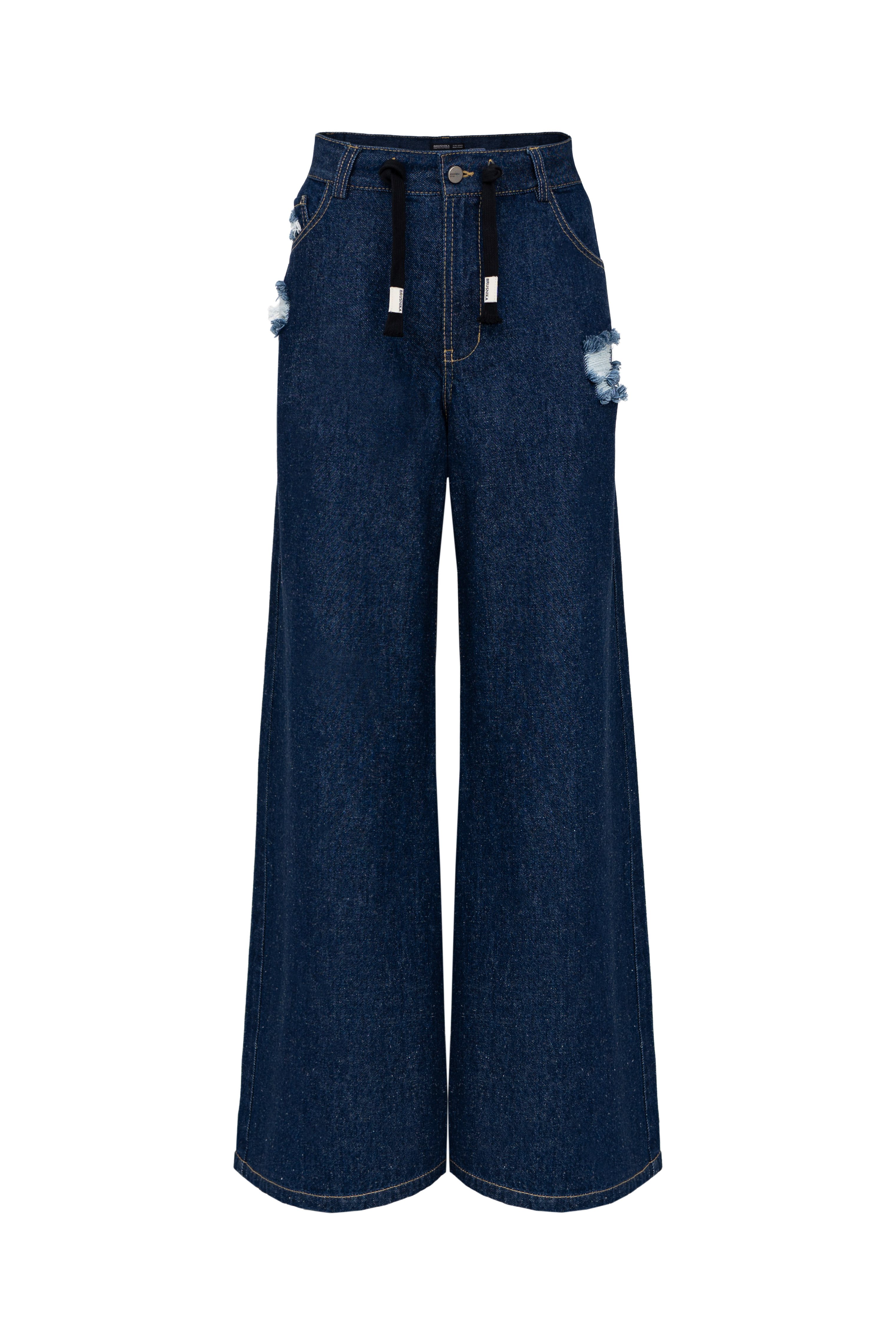 Широкие джинсы из хлопковой ткани с добавлением конопли