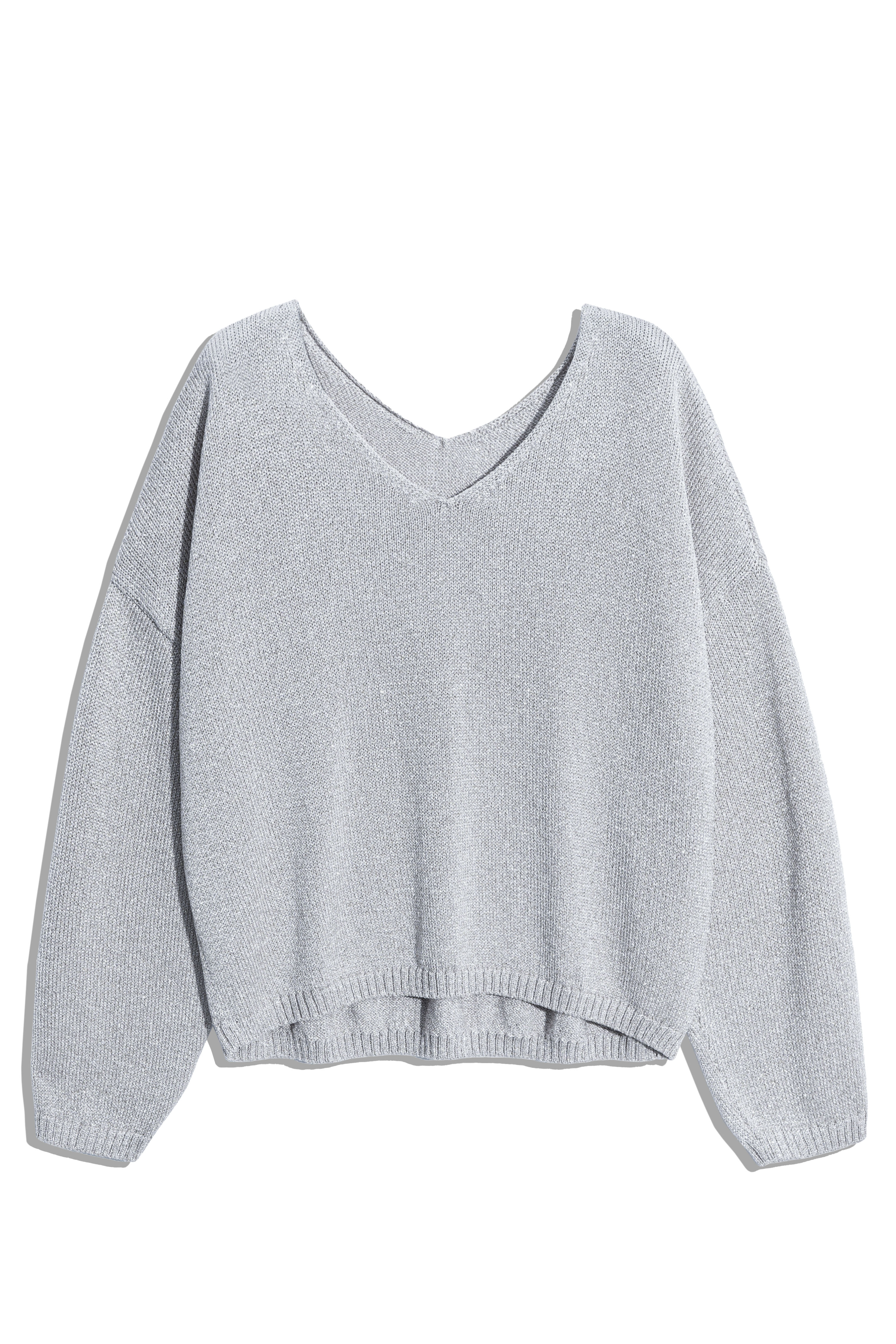 Джемпер из вискозы с люрексом и V-образным вырезом