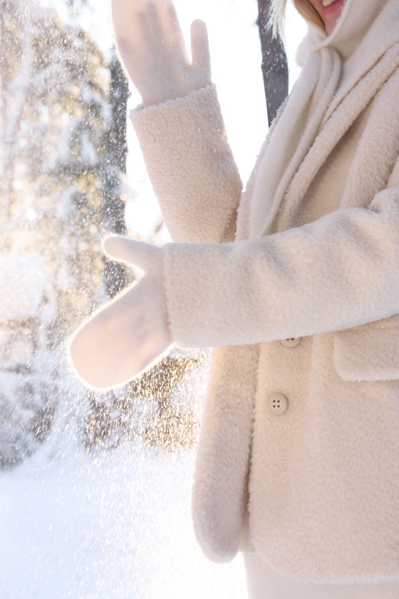 Шерстяные варежки с добавлением пуха лисы. Модель с длинным манжетом.