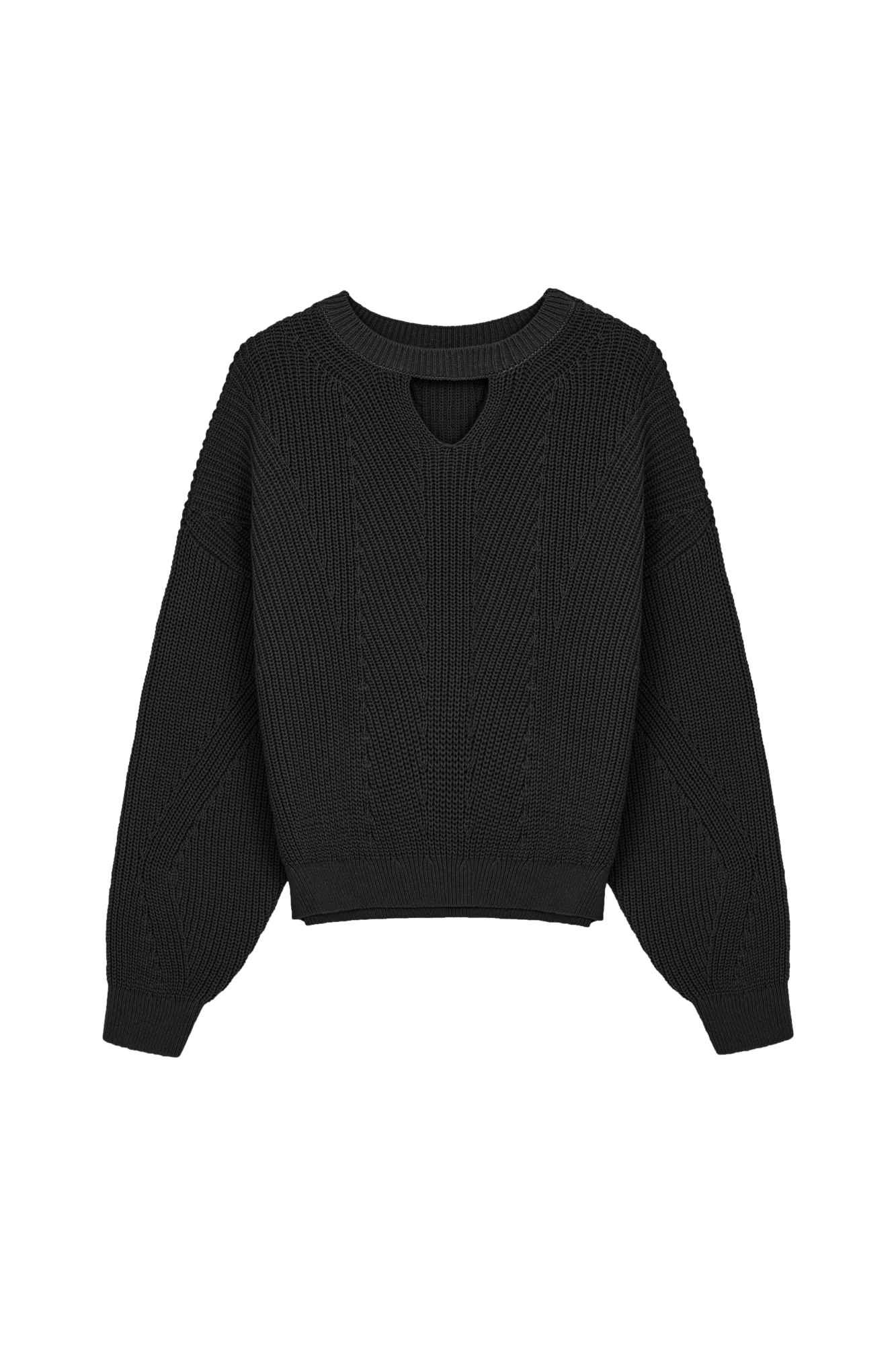 Трикотажный джемпер из хлопка с фигурной горловиной и вырезом.