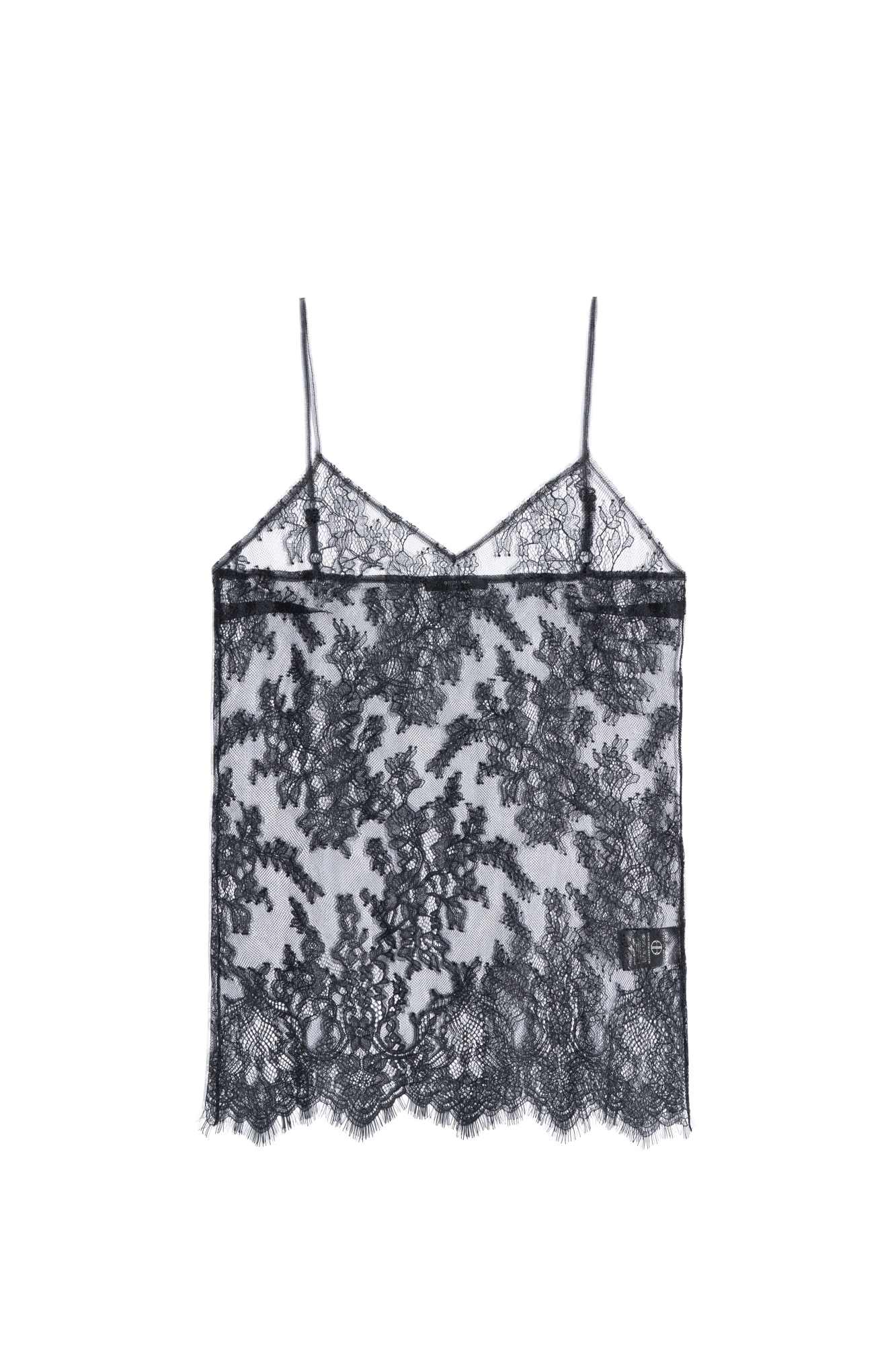 Топ из тонкого кружева. Модель с треугольным лифом, на регулируемых бретельках. Изделие выполнено без подкладки.