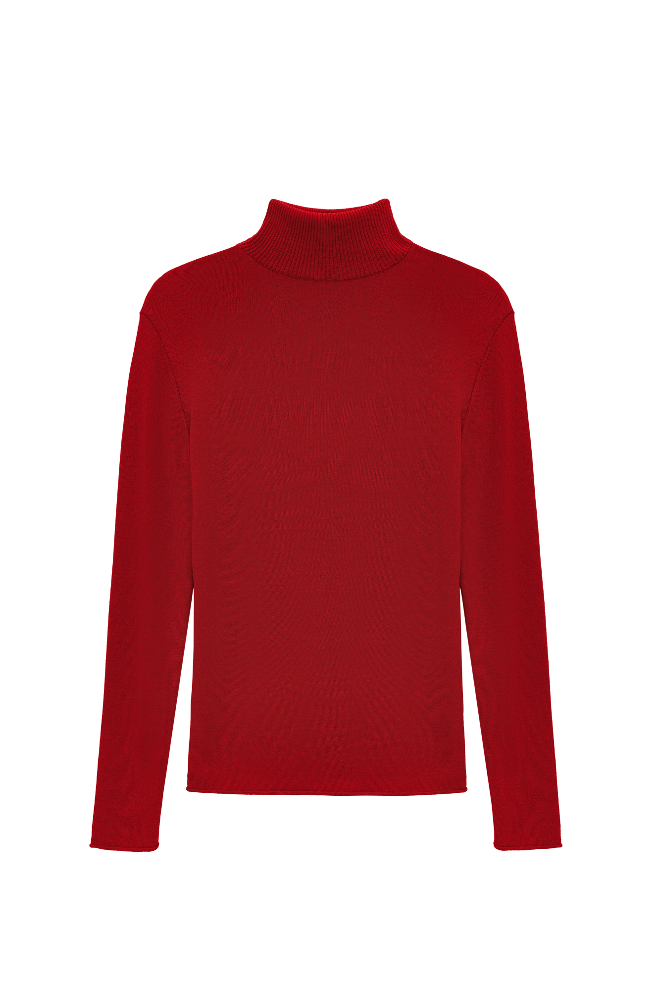 Трикотажная водолазка с высоким воротником. Модель свободного силуэта со спущенной линией плеча.