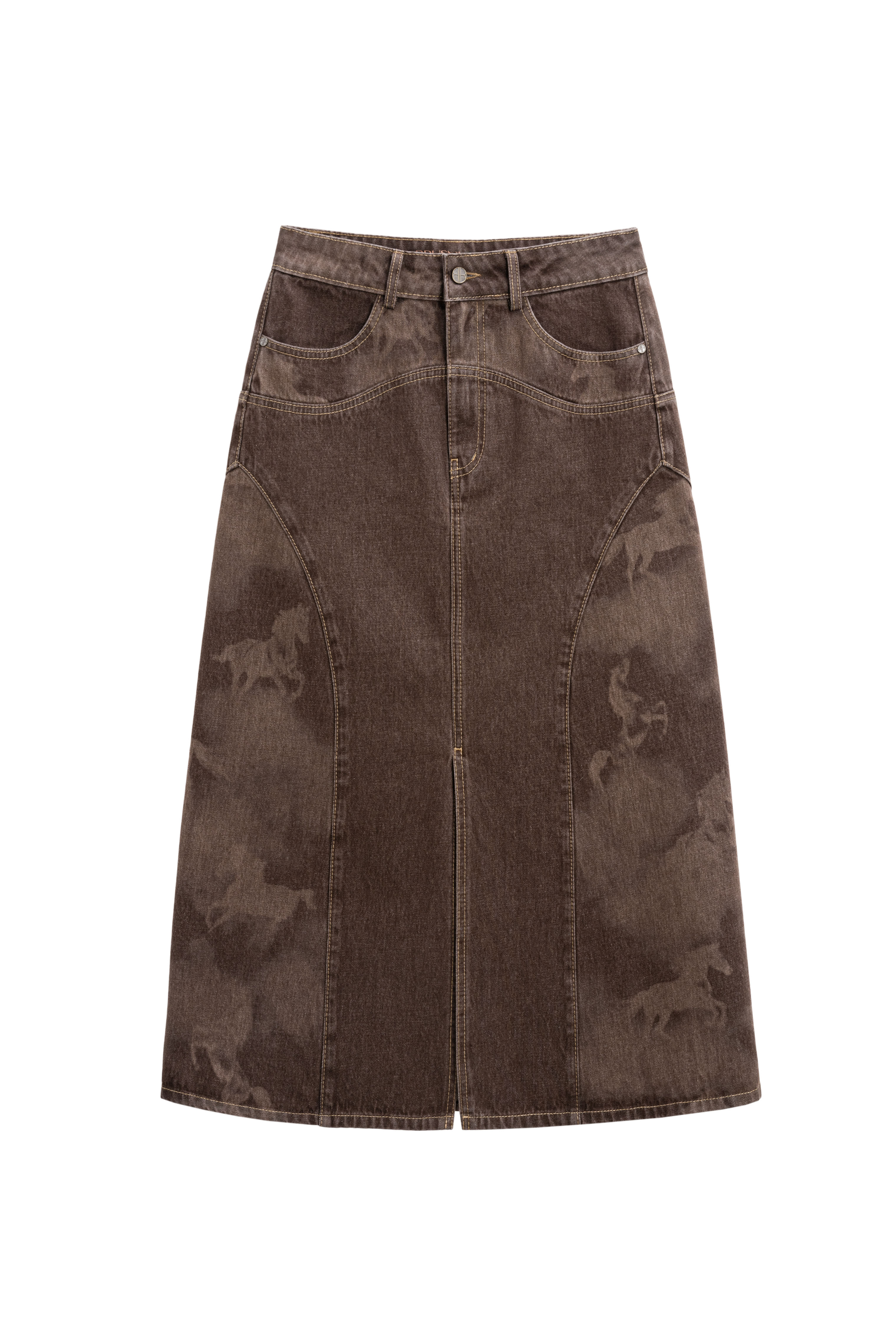 Юбка миди с принтом лошадей