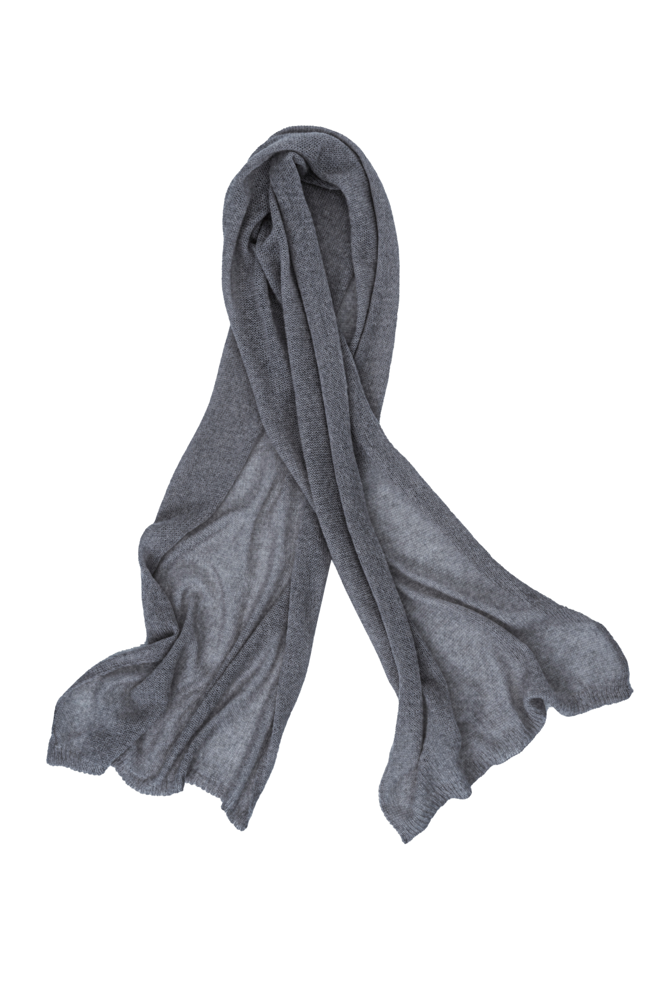 Широкий палантин из шерсти и мохера. Края изделия выполнены в рубчик.