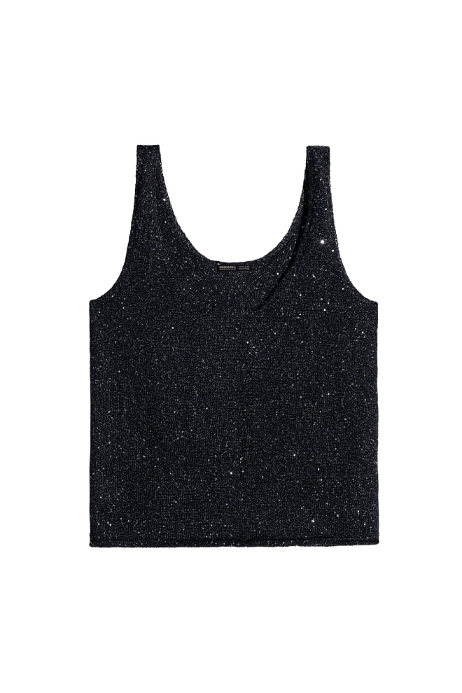 Трикотажный топ из хлопка с пайетками