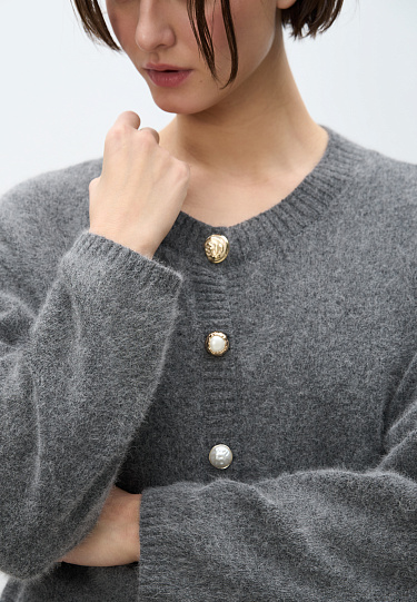 Кардиган из пуха лисы на пуговицах 