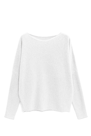 белый Трикотажный джемпер из кашемира и шерсти. Модель свободного силуэта с рукавом формы "летучая мышь" и горловиной лодочкой.