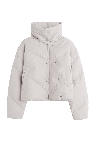 Пуховик с воротником-стойкой