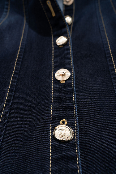 Джинсовое платье мини с эффектом бархата