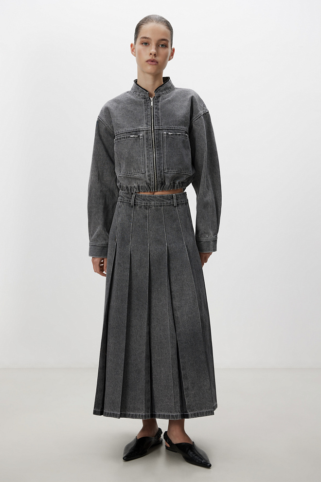 Джинсовая юбка плиссе