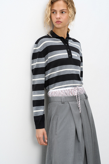 Трикотажное поло в полоску