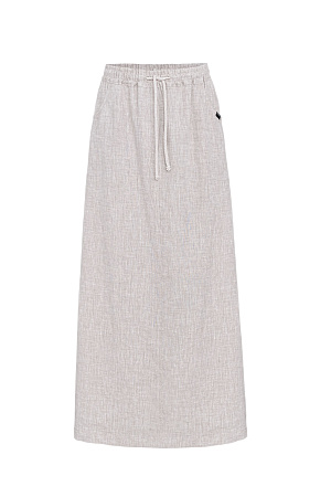 серый Юбка длины макси из 100% льна. Модель свободного силуэта с эластичным поясом на кулиске и боковыми карманами. Дополнить образ можно топом в том же стиле. 