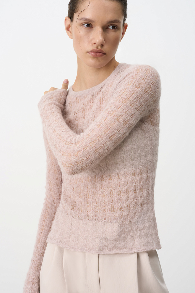 Ажурная водолазка из супер кид мохера и беби альпака