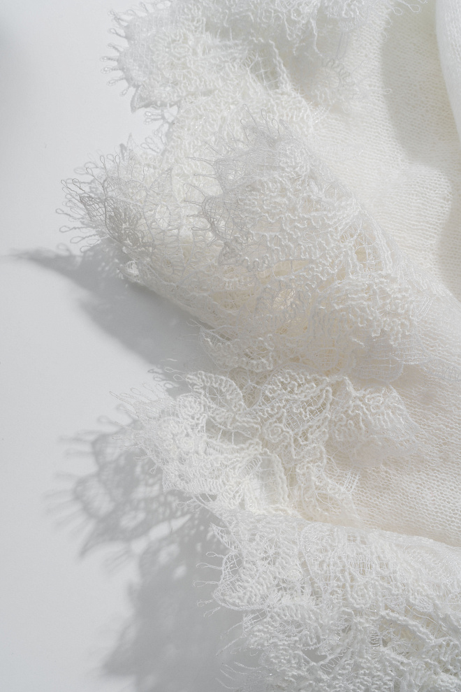 Юбка макси из шерсти мериноса с кружевом