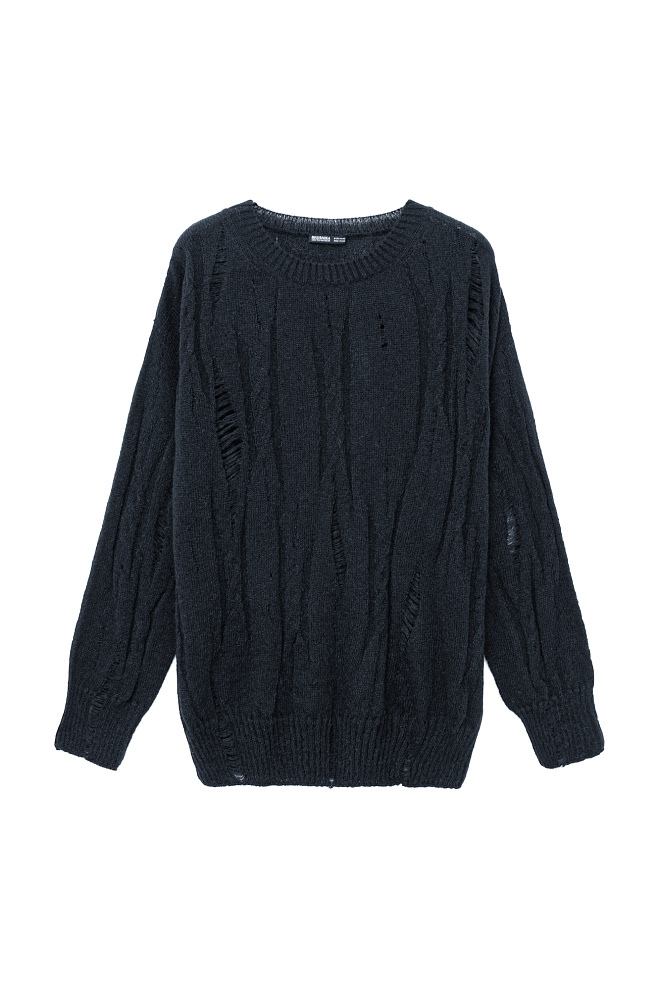 Трикотажный джемпер с разрезами в стиле гранж