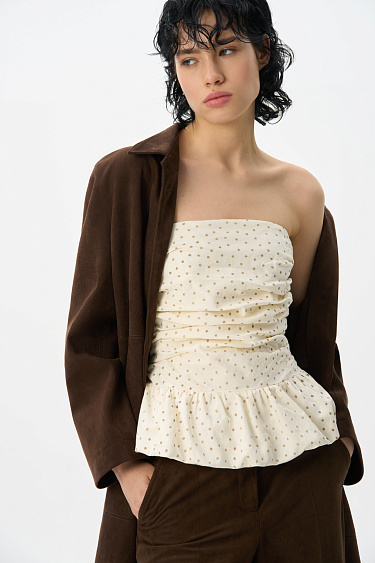 Корсет в горошек с баской 