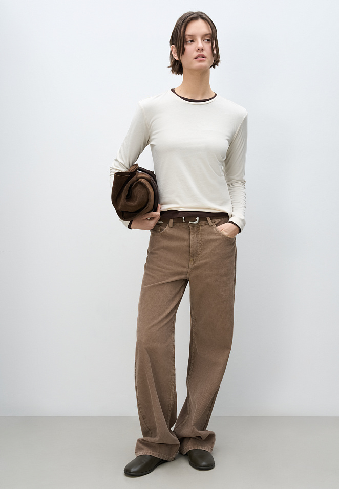 Базовый лонгслив из шерсти и хлопка