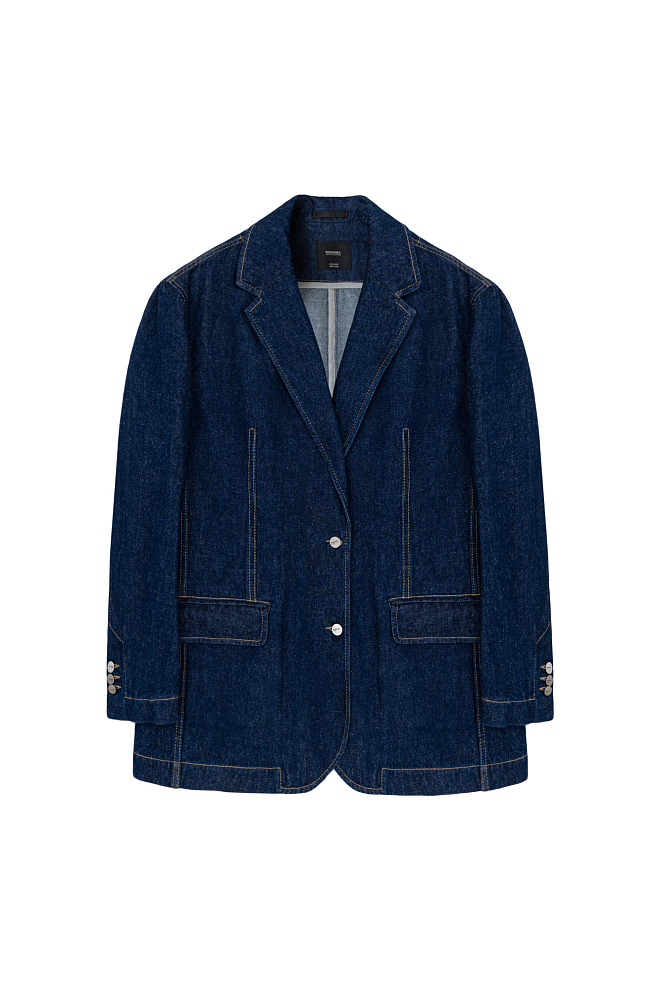 Однобортный жакет из хлопковой ткани с добавлением конопли