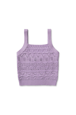 сиреневый Ажурный топ с добавлением шерсти альпака с квадратным вырезом на широких бретелях.