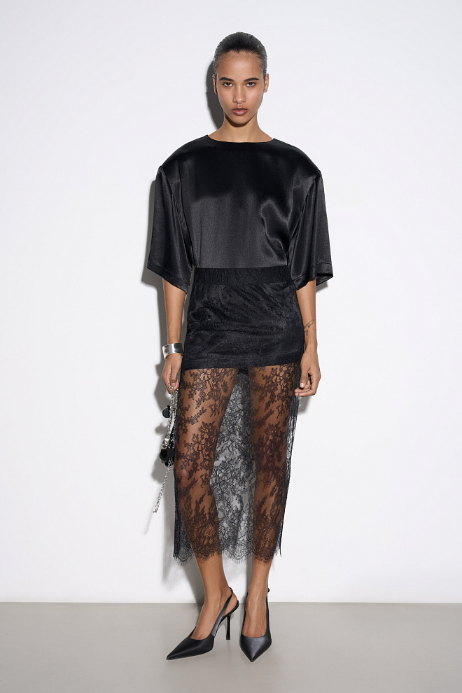 Кружевная юбка миди