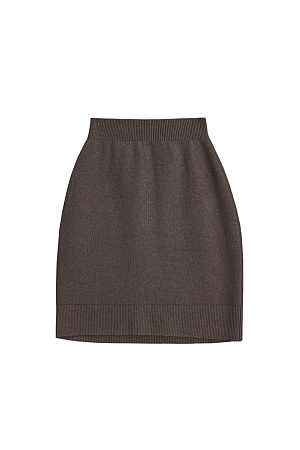 коричневый Трикотажная юбка длины мини из шерсти с добавлением кашемира. Модель по фигуре с эластичным поясом на резинке.