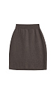 Трикотажная юбка длины мини из шерсти с добавлением кашемира. Модель по фигуре с эластичным поясом на резинке.