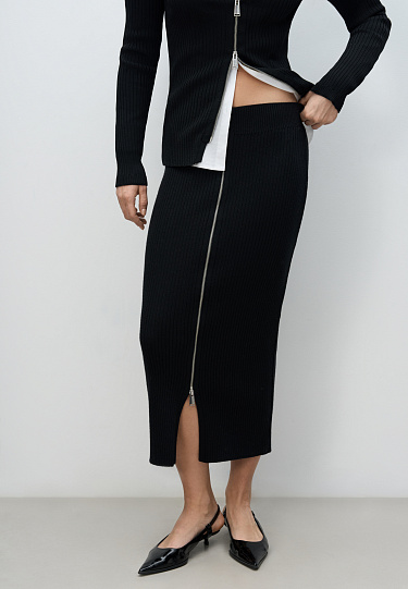 Юбка макси в широкий рубчик