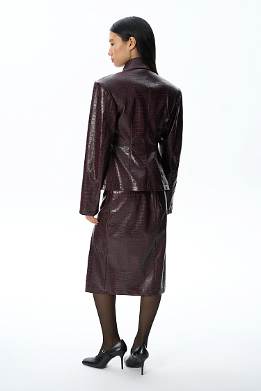 Юбка миди из фактурной экокожи