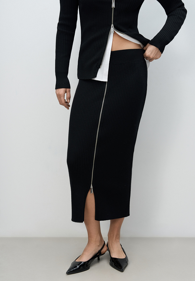 Юбка макси в широкий рубчик