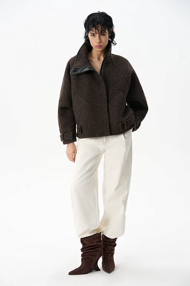 Бомбер из шерсти с воротником-стойкой