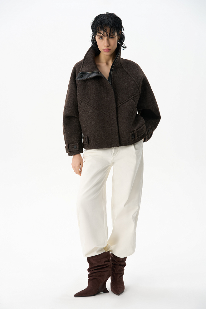 Бомбер из шерсти с воротником-стойкой