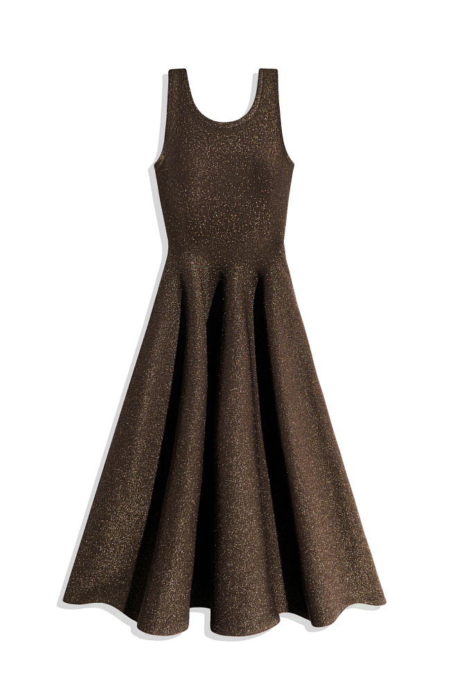Трикотажное платье миди с люрексом