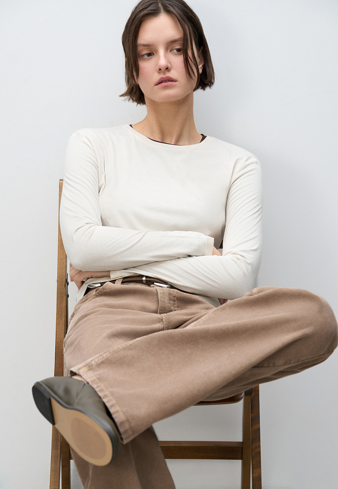 Базовый лонгслив из шерсти и хлопка