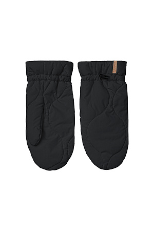 черный Стеганые варежки из синтепона. Удобный и теплый аксессуар для зимних образов. Эластичные манжеты с кулиской. 