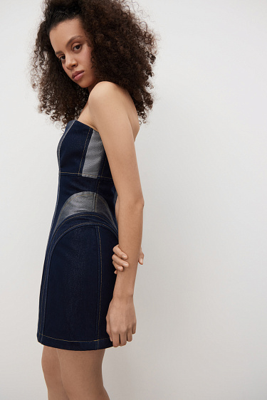 Корсетное джинсовое платье
