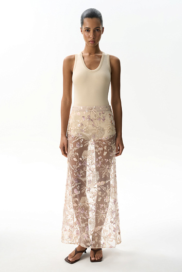 Юбка макси с цветочным орнаментом